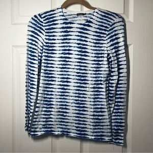 J. McLaughlin Blue and White Ink Striped Women's Crew Neck Sweater Size XS